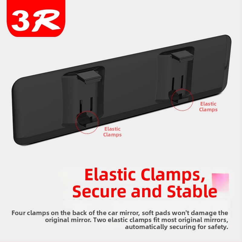 Belső visszapillantó tükör, 3R márka, nagy látómező, hosszú csík alakú műanyag keret, tükröződésmentes