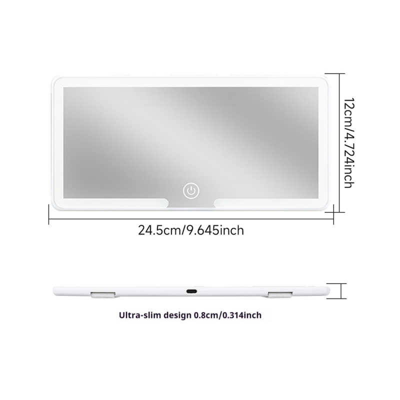 HD ogledalo za šminkanje s LED svjetlom u tri boje, snap-on ugradnja, univerzalna kompatibilnost, težina 220 g