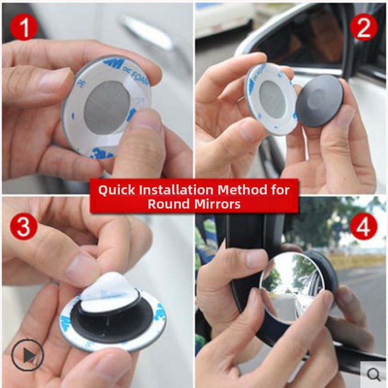 Autóhoz való kerek tükör, 360° hátsó nézet, segítő a holttérben, HD fényvisszaverő felület
