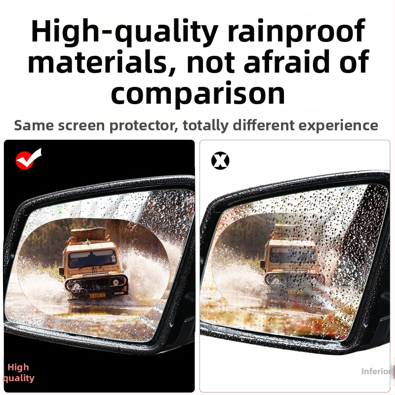 Auto taga vaatepeegli vihmafilm, anti-sumutum, veespeetav, hüdrofoobne kate, klaasikkla akna film