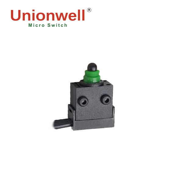 Unionwell 2-polīgais hermētiskais klips tipa mikro slēdzis, ūdensizturīgs un putekļu noturīgs, 300 000 ciklu darbība, nominālais spriegums 37V-AC 1000V, sertifikāti CE/UL/ISO/ROHS/REACH/CQC