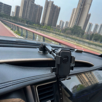 Autótelefon-tartó teleszkópos automata zármechanizmussal, központi konzolhoz tartó és vákuumos rögzítés a szélvédőhöz (7.5W)