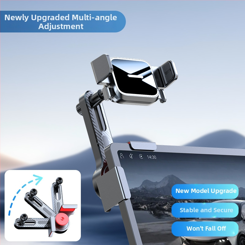 Autótelefon-tartó – alumíniumötvözet alap, automatikus zárás, univerzális középkonzol-kijelző kompatibilitás, kattintásos szerelés