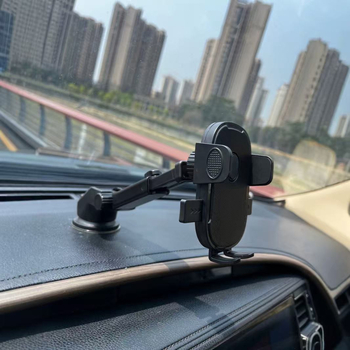 Autótelefon-tartó szívókorongos, univerzális kompatibilitás, 7.5W vezeték nélküli töltés, elülső szélvédőre, modell HH35