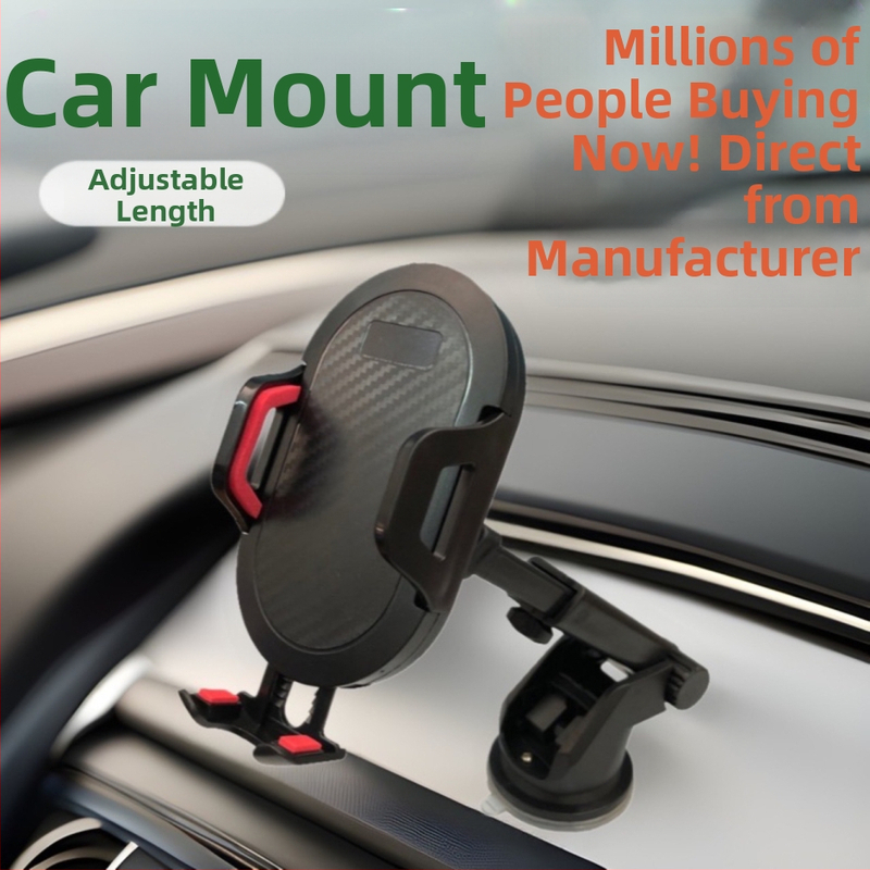 Teleszkópos autós telefontartó vákuumos rögzítéssel és automatikus zárással, illeszkedik az első üveghez, karbonszálas középkonzol felülettel