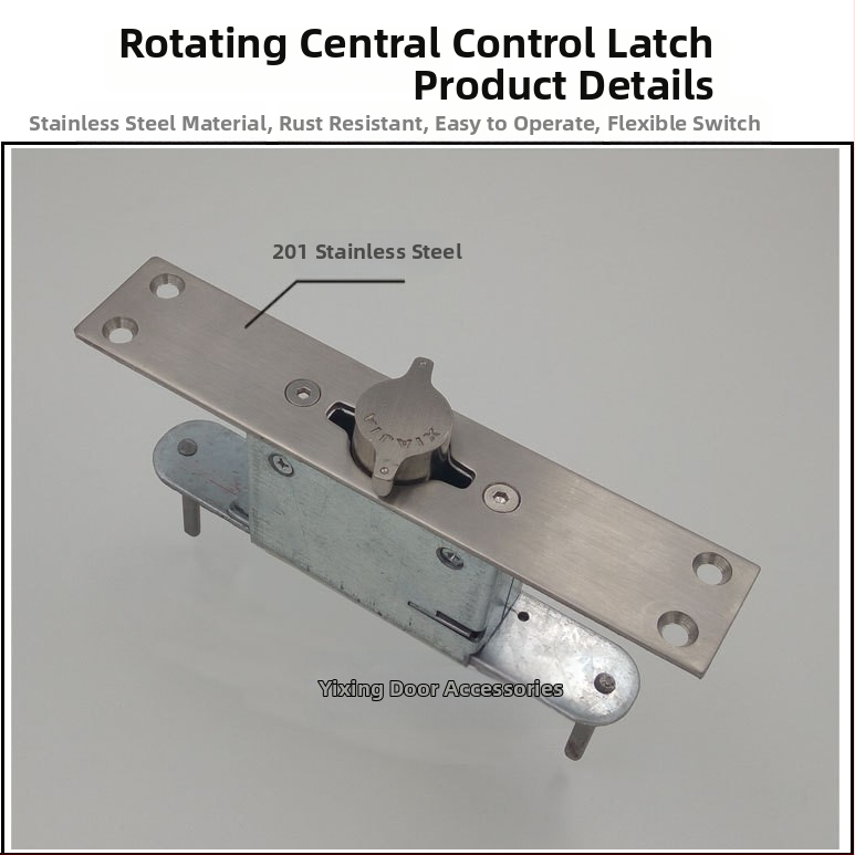Rokas durvju slēdzene no nerūsējoša tērauda, centrālā rotācijas vadība, slēgtais mehānisms, matēta apdare, mūsdienīgs minimālisma dizains