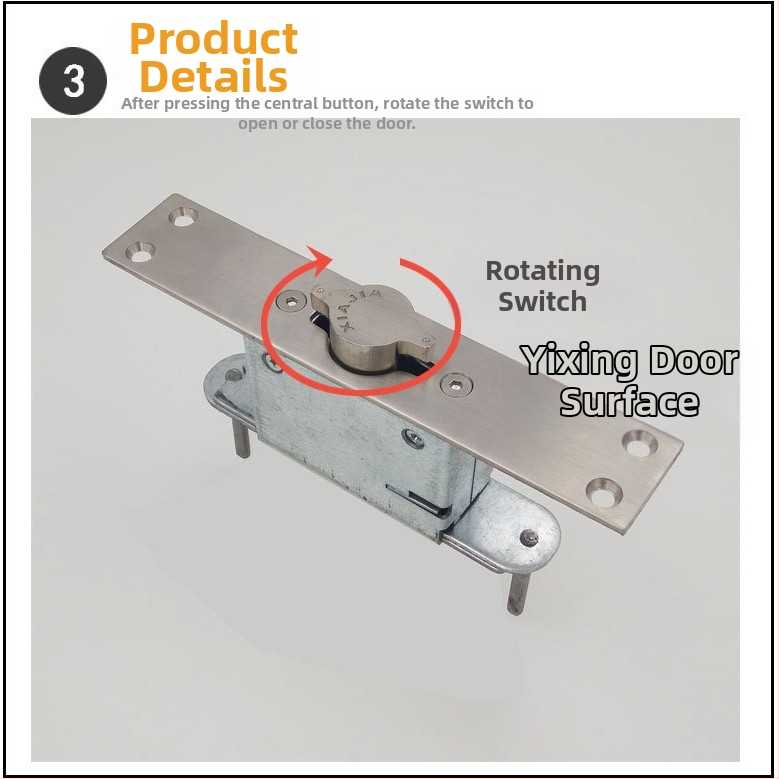 Rokas durvju slēdzene no nerūsējoša tērauda, centrālā rotācijas vadība, slēgtais mehānisms, matēta apdare, mūsdienīgs minimālisma dizains