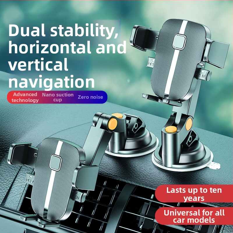 Autótelefon-tartó szívófejes alapú, műszerfalra szerelhető, 360°-os forgás, automatikus szorítás egygombos zárással