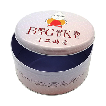 Метална кутия за бисквитки с релефно лого – кръгла кутия за опаковки, ламарина, CMYK офсетен печат