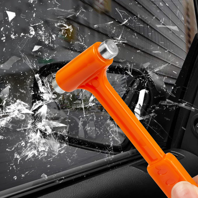 Sigurnosni auto čekić; nehrđajući čelik + plastika; težina 50 g; spreman za privatnu etiketu; prilagodba dostupna
