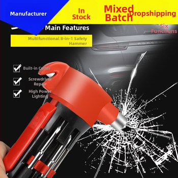 Auto sigurnosni čekić, 8-u-1 višenamjenski alat s LED svjetlom i odvijačem, plastični, 0,32 kg