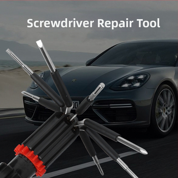 Auto sigurnosni čekić, 8-u-1 višenamjenski alat s LED svjetlom i odvijačem, plastični, 0,32 kg