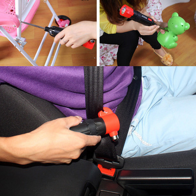 Auto sigurnosni čekić, 8-u-1 višenamjenski alat s LED svjetlom i odvijačem, plastični, 0,32 kg