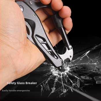 Hongfeng salokāms EDC rīks: daudzfunkcionāls nazis ar kāpšanas karabīnu un automašīnas stikla laušanas āmuru