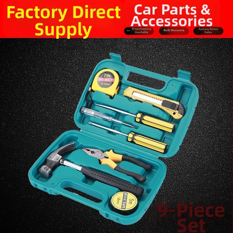 Automobiļu instrumentu kaste, 9 daļu komplekts auto un mājas lietošanai, instrumenti no sakausējuma tērauda