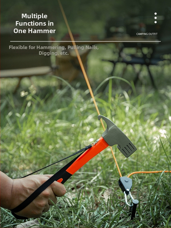 Buye Többfunkciós kempingkalapács szögkihúzóval, biztonsági kalapáccsal és fa nyéllel