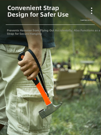 Buye Többfunkciós kempingkalapács szögkihúzóval, biztonsági kalapáccsal és fa nyéllel