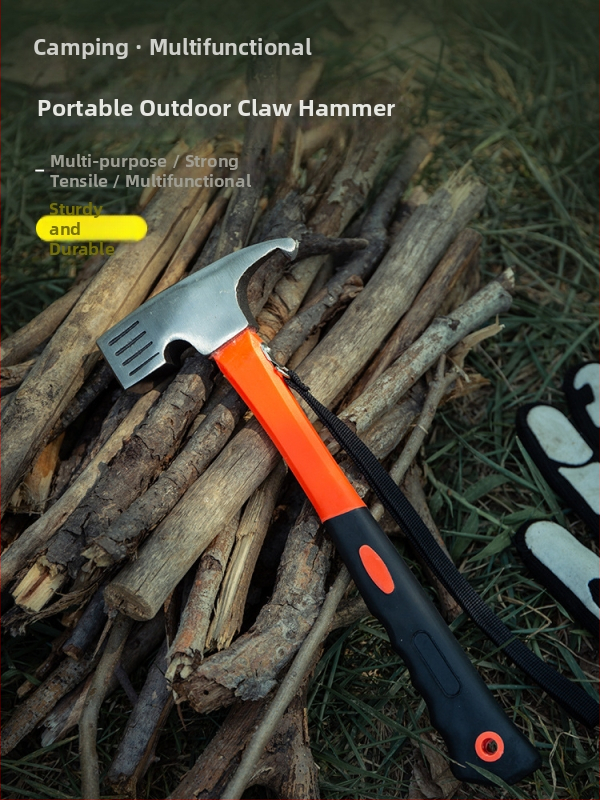 Buye Többfunkciós kempingkalapács szögkihúzóval, biztonsági kalapáccsal és fa nyéllel