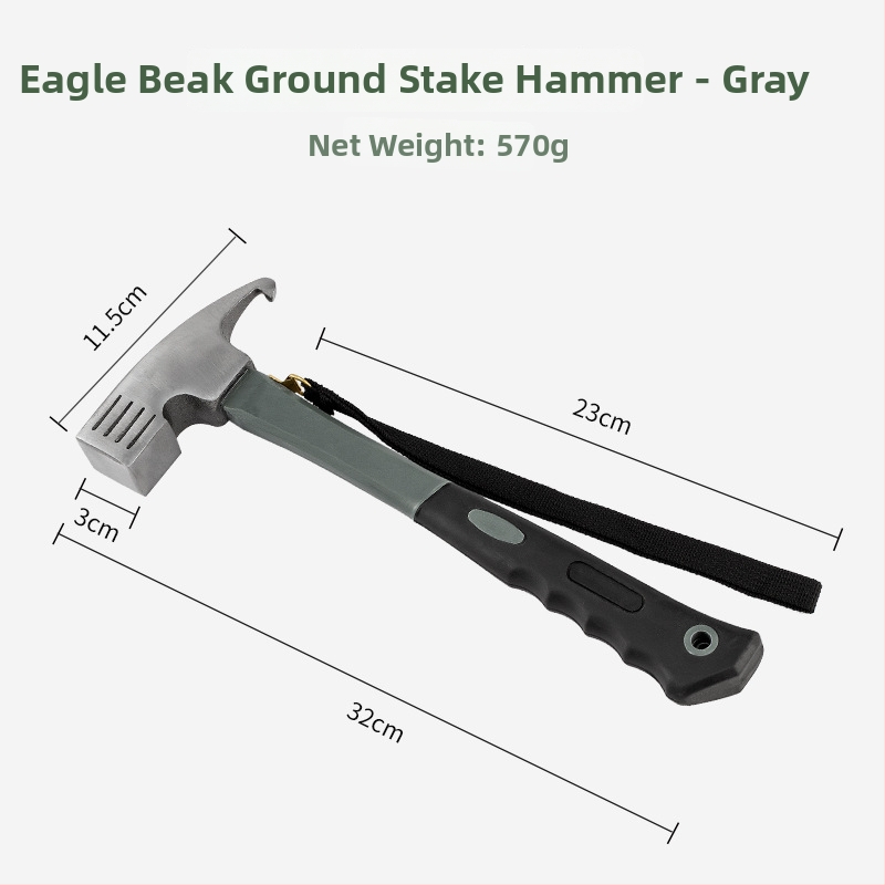 Buye Többfunkciós kempingkalapács szögkihúzóval, biztonsági kalapáccsal és fa nyéllel