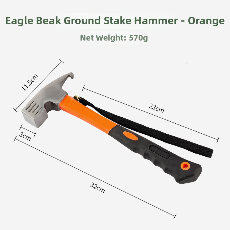 Buye Többfunkciós kempingkalapács szögkihúzóval, biztonsági kalapáccsal és fa nyéllel