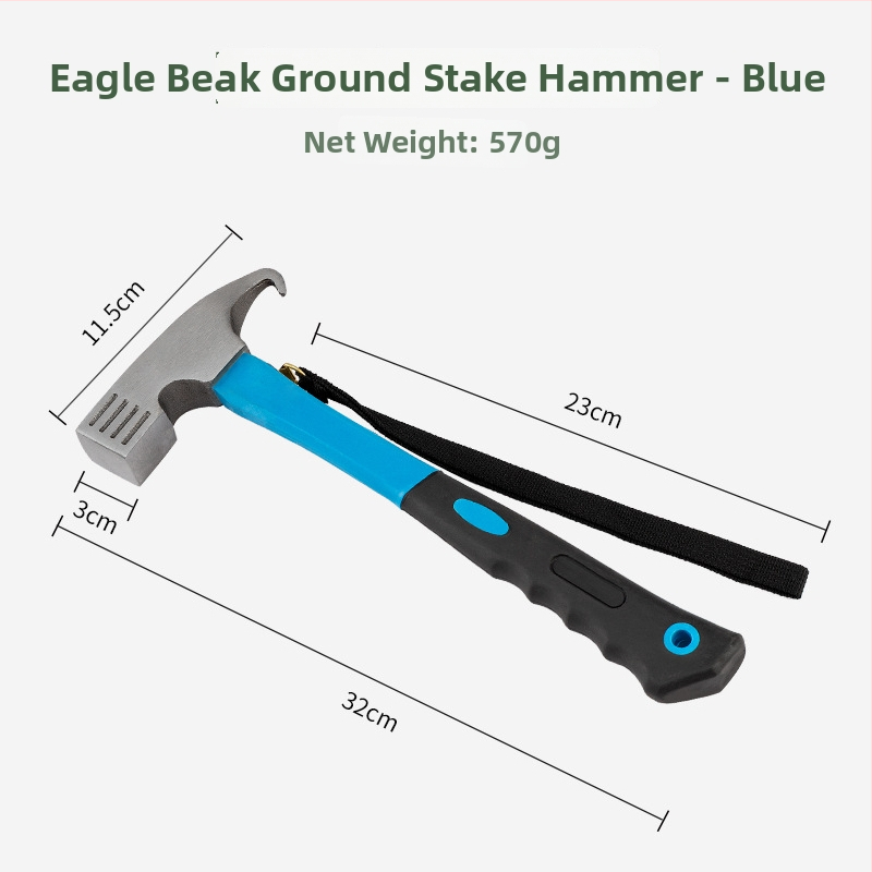 Buye Többfunkciós kempingkalapács szögkihúzóval, biztonsági kalapáccsal és fa nyéllel