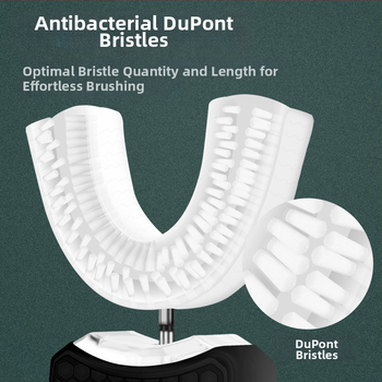 Szonikus U-alakú elektromos fogkefe Dupont sörtékkel, kék fényű fertőtlenítés, vezeték nélküli töltőállvány