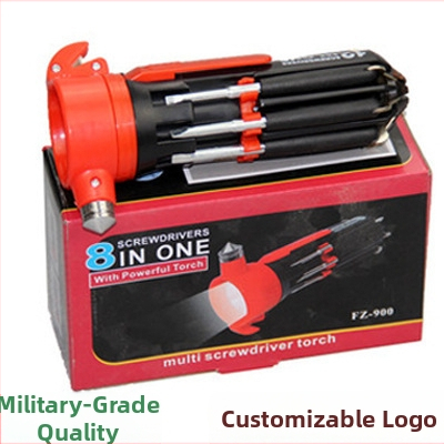 Auto drošības āmurs 8-in-1 ar LED gaismu un Phillips skrūvgriezi