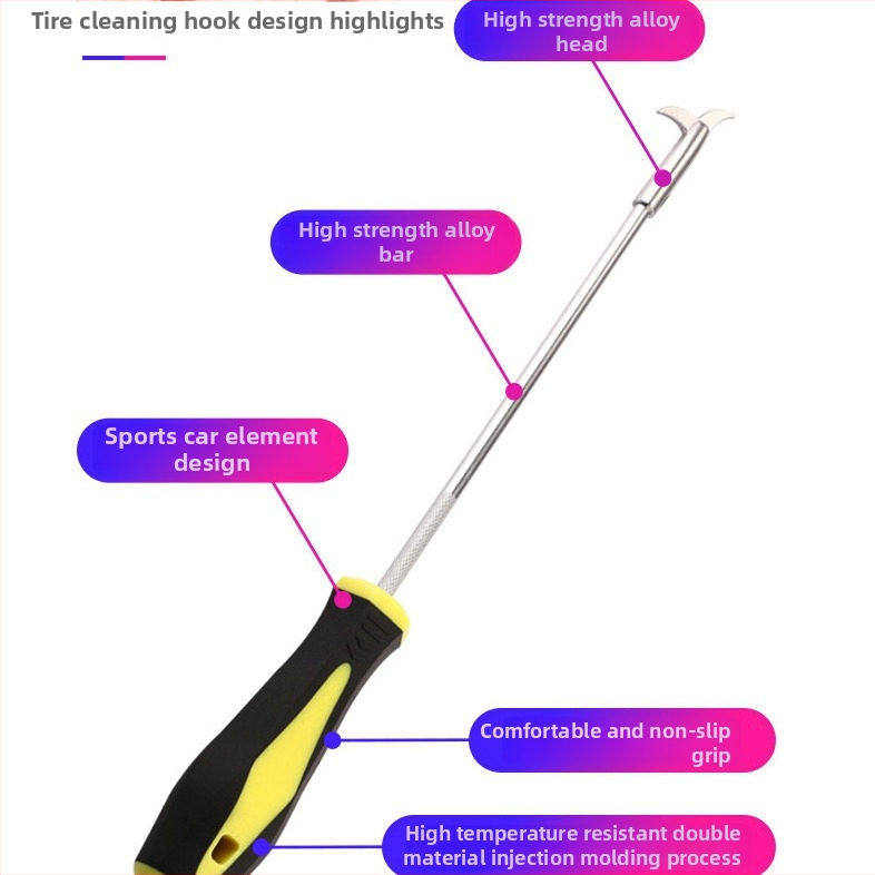 Nerūsējošā tērauda riepas akmeņu tīrīšanas rīks ar daudzfunkcionālu āķi