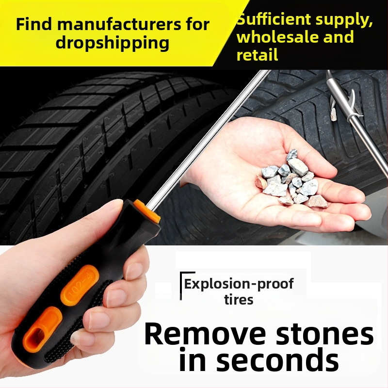 Nerūsējošā tērauda riepas akmeņu tīrīšanas rīks ar daudzfunkcionālu āķi