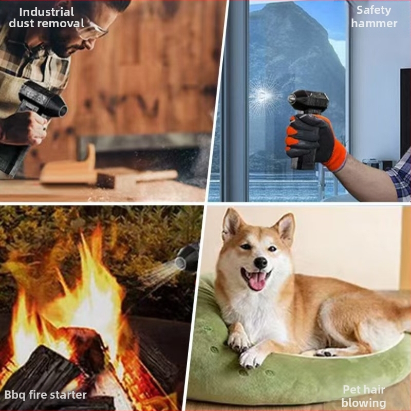 Käeshoitav Jet Turbo ventilaator brushless mootoriga, sisseehitatud 2000–4000mAh aku, USB laadimine, 3 kiirust, müra 45–50 dB