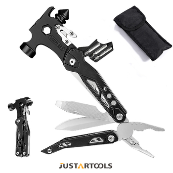 Ārējais daudzfunkcionālais instruments avārijas loga sagraušanai ar salokāmiem knaiblēm, asmens garums 5, kopējais garums 165, piemērots ārā, automašīnai, mājai un pārgājieniem