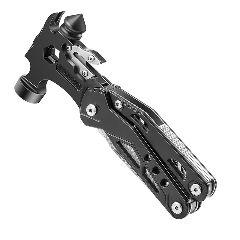 Ārējais daudzfunkcionālais instruments avārijas loga sagraušanai ar salokāmiem knaiblēm, asmens garums 5, kopējais garums 165, piemērots ārā, automašīnai, mājai un pārgājieniem