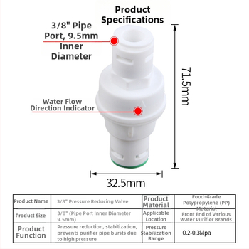 Reductor de presiune pentru purificatorul de apă – DNT, material PP, protecție împotriva suprapresiunii