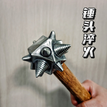 Višenamjenski čekić s okruglom glavom od nehrđajućeg čelika i drvenom drškom, za automobilnu samozaštitu i razbijanje prozora