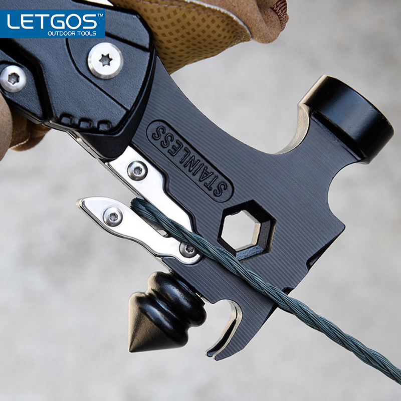 LETGOS Gelbėjimo lango atidarymo plaktukas — daugiafunkcinis sulankstomas išlikimo įrankis lauke, 2CR13 aliuminio lydinys, 0,4–0,5 kg, atidarytas ilgis 16–20 cm, 11–15 funkcijų