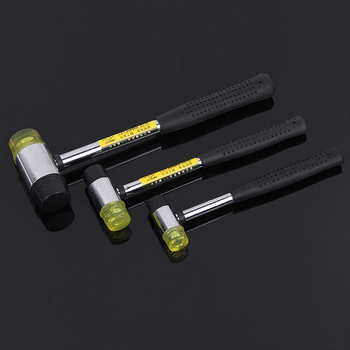 Dvostranični montažni čekić s prozirnom gumom glavom, čelična drška, otporan na udarce, mogućnost prilagođavanja