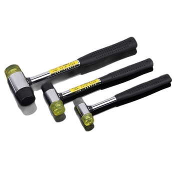 Dvostranični montažni čekić s prozirnom gumom glavom, čelična drška, otporan na udarce, mogućnost prilagođavanja