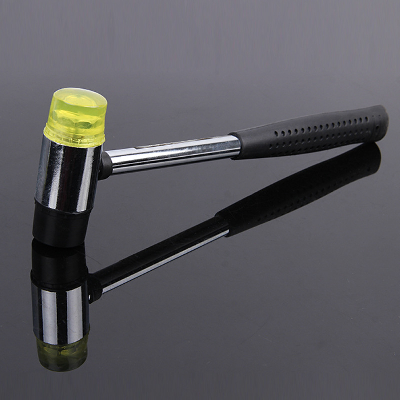 Dvostranični montažni čekić s prozirnom gumom glavom, čelična drška, otporan na udarce, mogućnost prilagođavanja