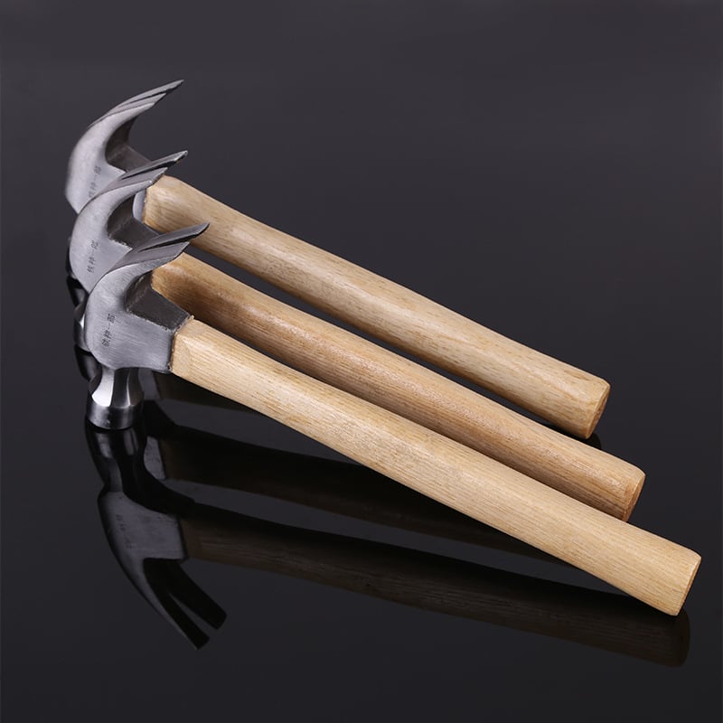 Claw hammer su medine rankena, 45# plieno galva, svoris 1 kg, tinkamas statyboms ir stalių darbams