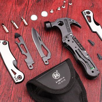 Nagų plaktukas su įrankių plieno galva, lango plyšimo ir evakuacijos įrankiai, atsuktuvas – FO-4113, lauko daugiafunkcis