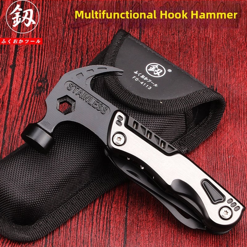 Nagų plaktukas su įrankių plieno galva, lango plyšimo ir evakuacijos įrankiai, atsuktuvas – FO-4113, lauko daugiafunkcis