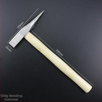 Suvirinimo plaktukas su plokščia galva — anglies plieno galva; medinis kotas; svoris 300 g / 500 g; Kai Cheng