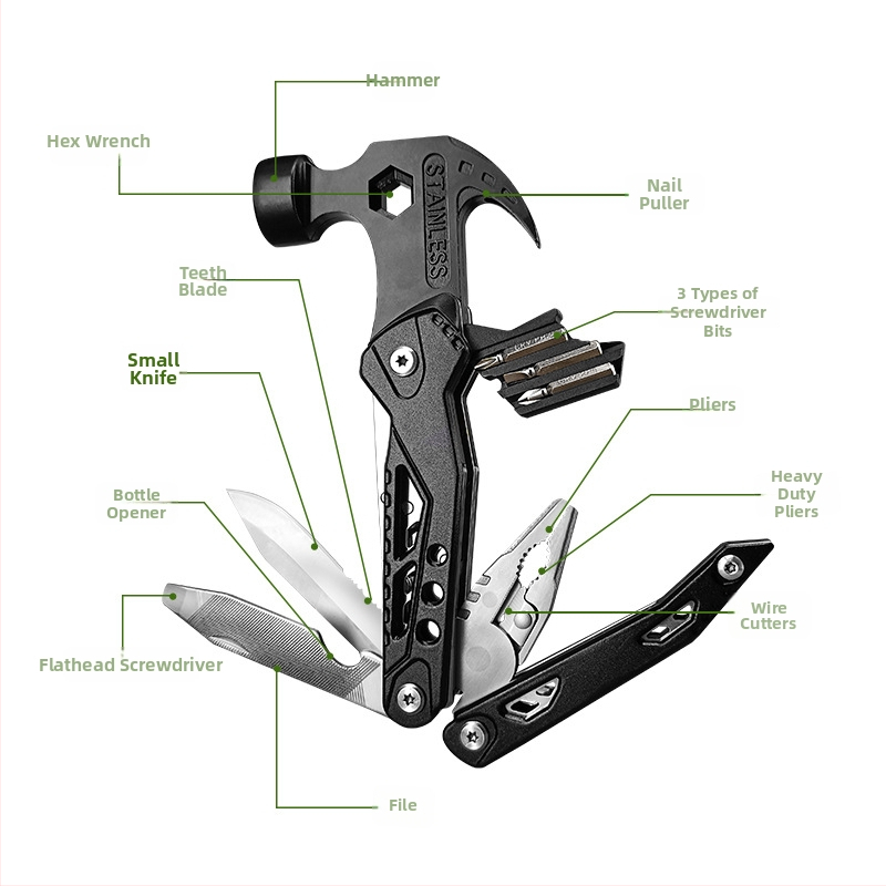 Saliekamais Gooseneck āmurs – daudzfunkcionāls instruments, augsta oglekļa tērauda galva, sprādzienizturīgs un triecienizturīgs, tērauda rokturis
