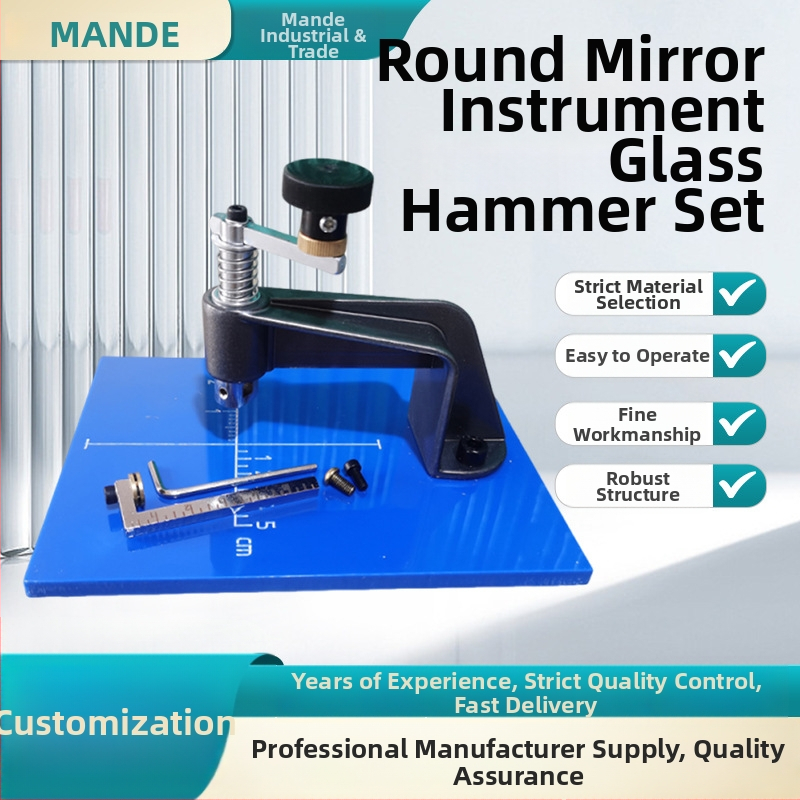 Apaļā spoguļa instrumentu un divgalvains stikla āmurs komplekts precīzai stikla griešanai