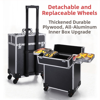 Műanyag szerszámosláda görgőkkel, többfunkciós tároló elektromos és bútorjavításokhoz, ipari színvonal.