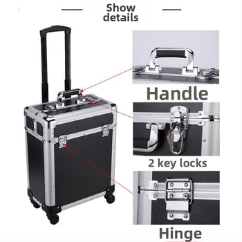 Műanyag szerszámosláda görgőkkel, többfunkciós tároló elektromos és bútorjavításokhoz, ipari színvonal.