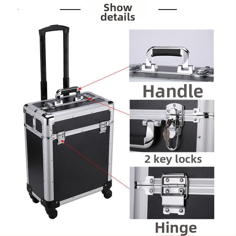 Műanyag szerszámosláda görgőkkel, többfunkciós tároló elektromos és bútorjavításokhoz, ipari színvonal.