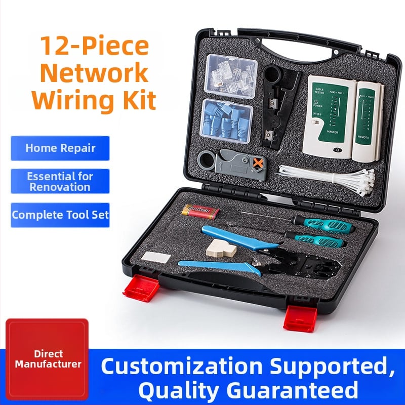 Комплект инструменти за електрическа поддръжка, 12 части, въглеродна стомана, инструментален комплект за битова употреба