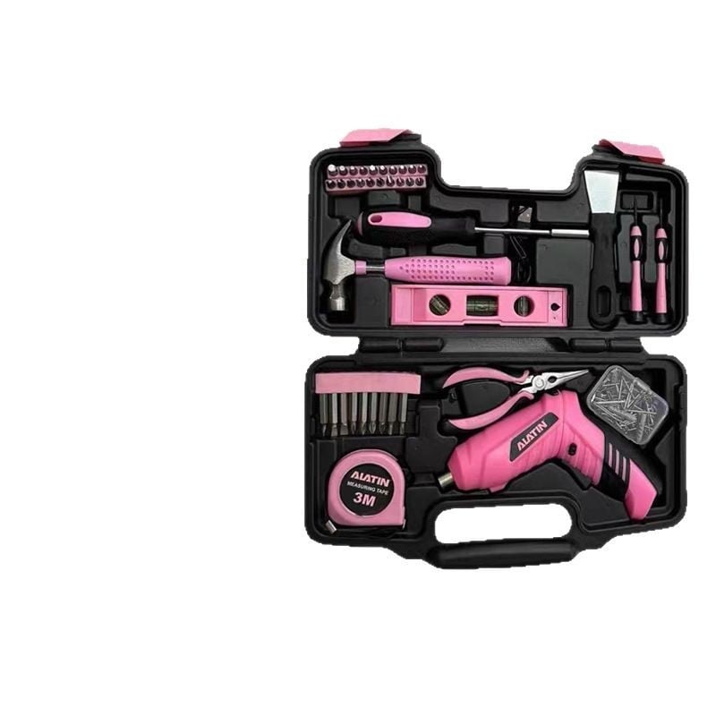 12-частов метално-пластмасов комплект кутия за инструменти, съвместим с електрически бормашини, за домашна употреба