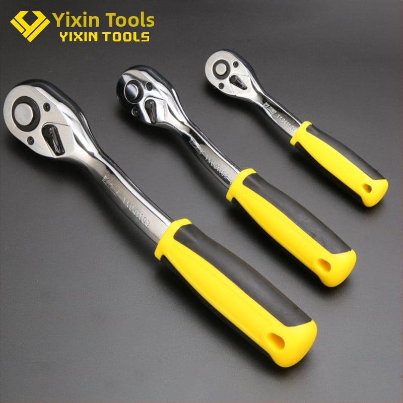 Billion New 72 dantų lenkta rankena, greito atlaisvinimo lizdas, chromo vanadžio plienas, poliruotas chromas